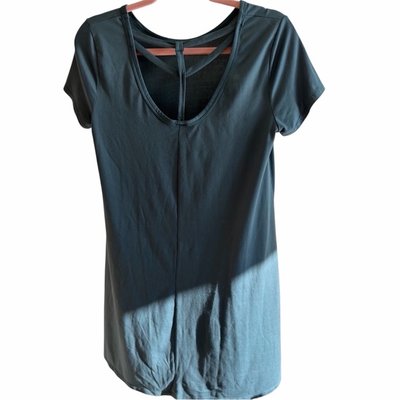 Alya Teal A-Line Dress Small Short Sleeve Stretch Casual Skater Dress - Picture 3 of 10